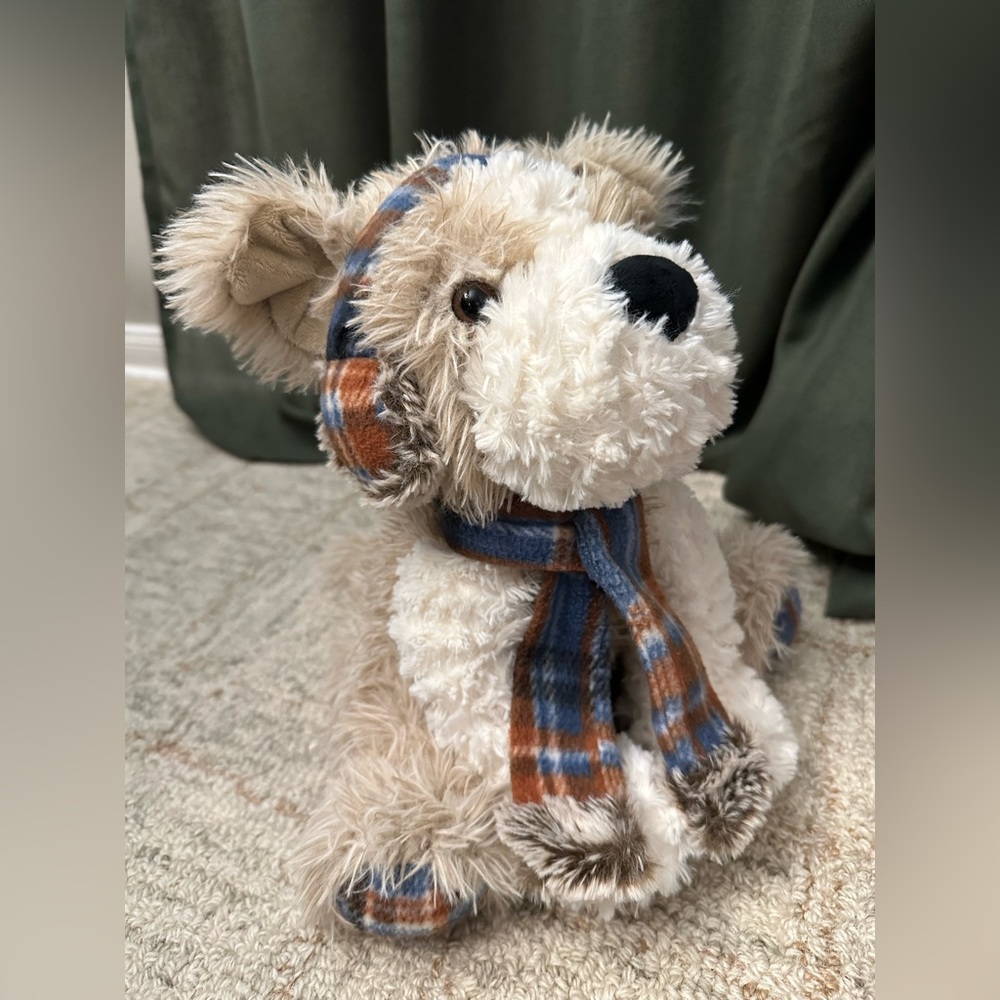 Gentle Treasures Stuffed Plush Puppy Dog Plaid Ear Muffs Scarf St Jude PreOwned
